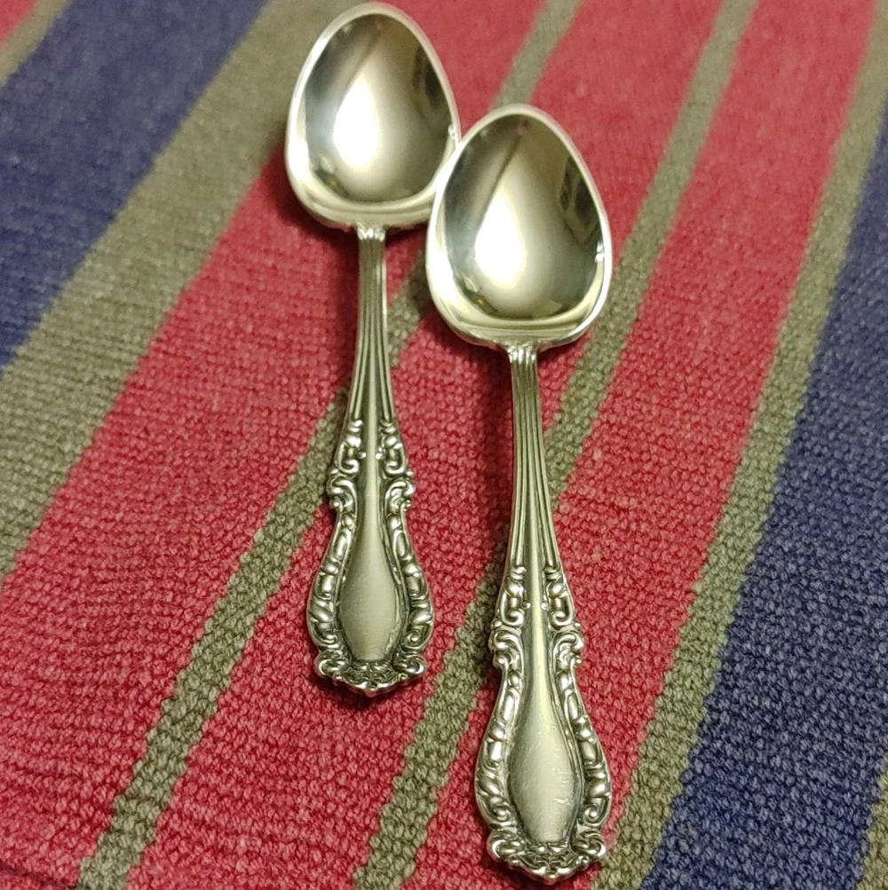 2 Antique Holmes & Edwards XIV Demitasse Spoons Silver Plate